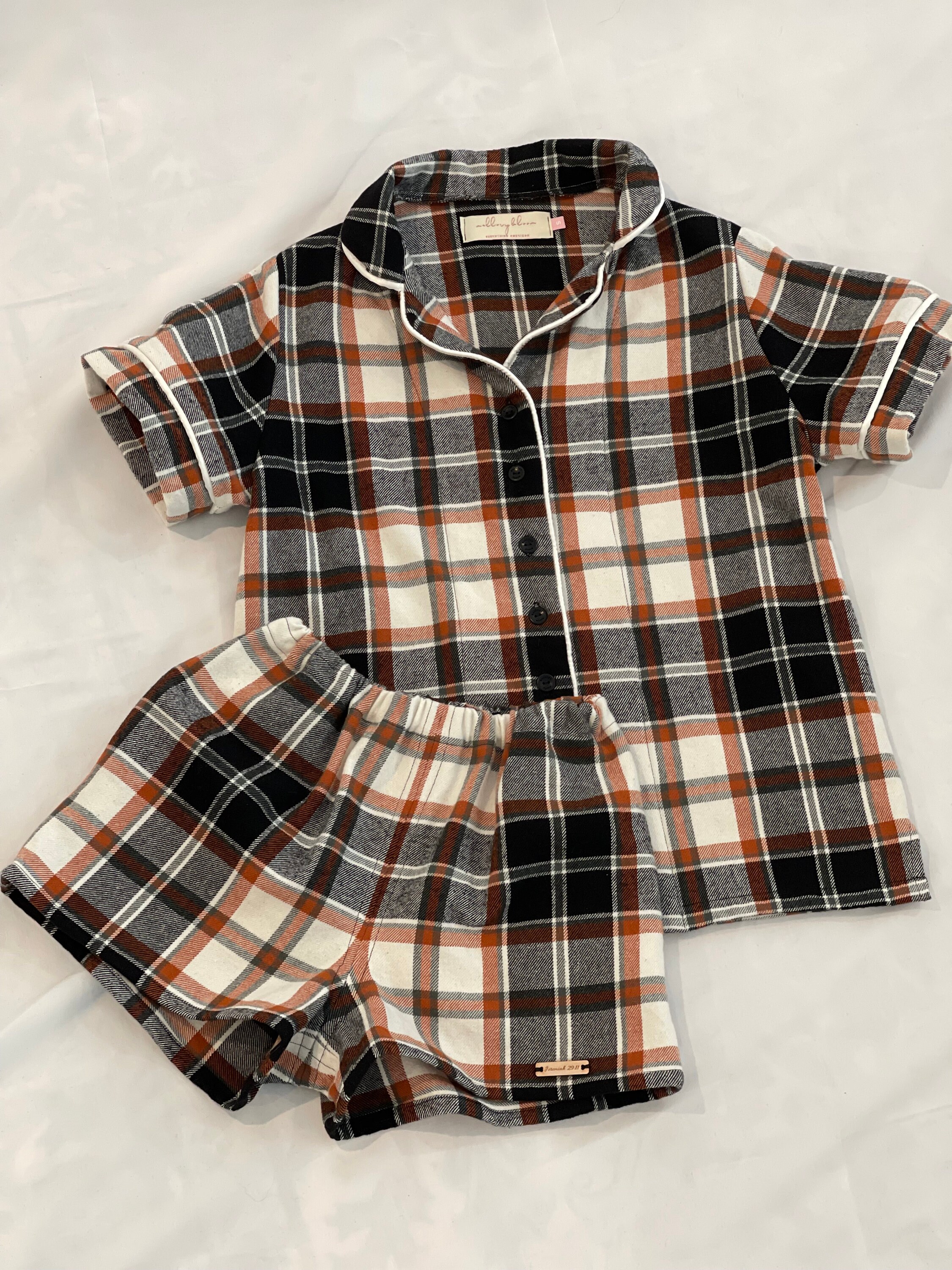 Women's Flannel Pajama Shorts Set Black 