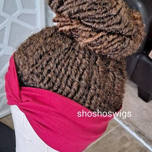 Faux locs updo headband wig, nu locs head band wig, head band bun wig