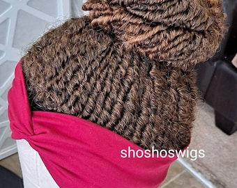 Faux Locs Updo Headband Wig: Nu Locs Bun, 1b/30