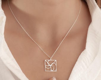 Personalized Name Logo Necklace: Minimalist Design,Geometric Monogram Necklace