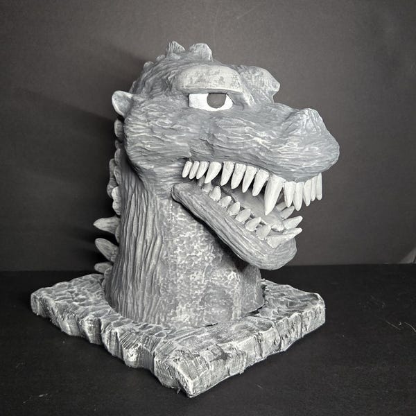 3D Printed Godzilla 1955 (Close Up) Head Bust Statue w/ Base (From Godzilla Raids Again)