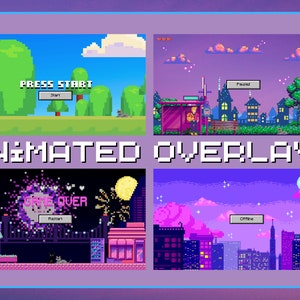 Geanimeerde Pixel Stream Twitch-scènes | Pixel Twitch-streamoverlays | Retro Gaming Stream-scène-overlays | 8Bit Pixel Stream Twitch-overlays