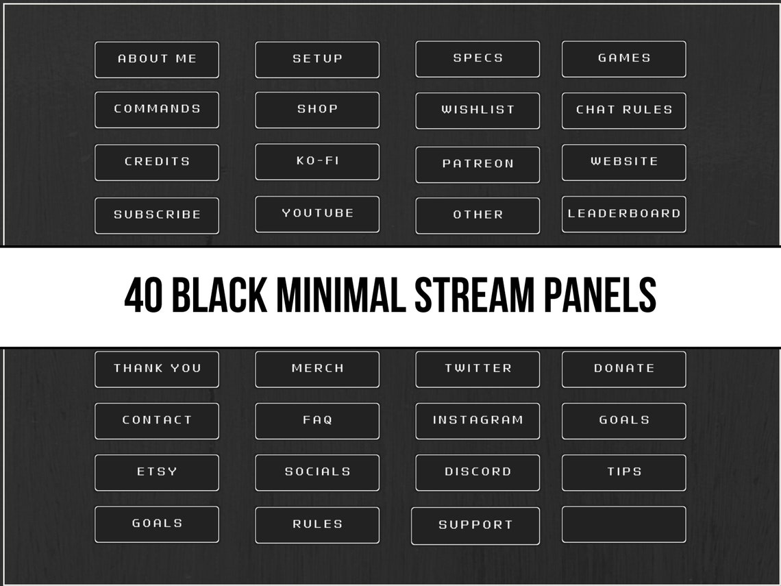 Black Minimal Panels Basic Black Twitch Panels Simple Minimal Stream