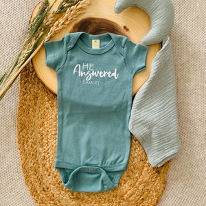 He Answered Christian Baby Onesie, Christian Baby, Baby Clothes, Bible Verse,