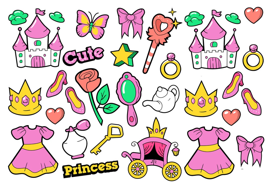 Princess Sticker Rhinestones Princess Sticker Set - Etsy