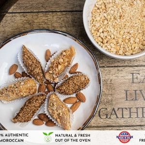 MOROCCAN PASTRY, ALMOND Pastry, Traditional Handmade Pastry, Authentic Belkabir Honey And Butter Pastry, Gift For Baker