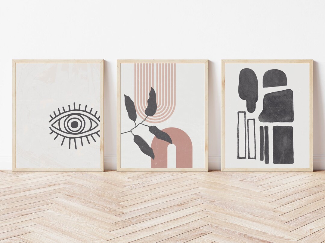 Set of 3 Boho Wall Art Print, Boho Style Wall Art Print Set, Modern