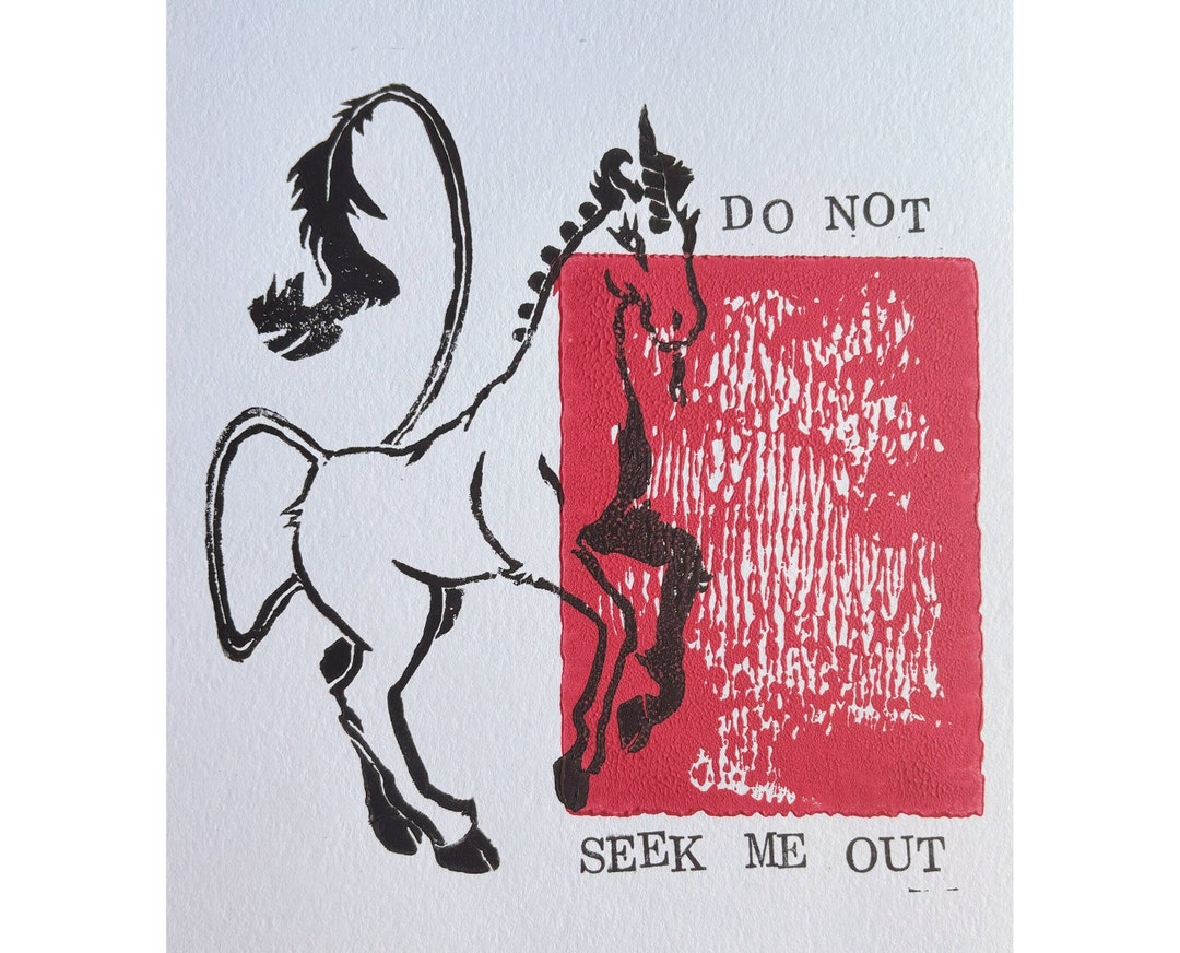 Unicorn Block Print Handmade Linocut - Etsy