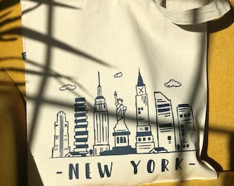 NEW YORK Bag, New York City Tote, Big Apple, US Cities, Canvas Shoulder Bag, Cotton Tote, Recycled Bag, Eco-friendly Tote, Gift Bag