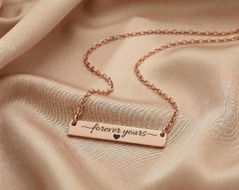 Custom Photo Bar Necklace – Engraved Name Memorial Pendant