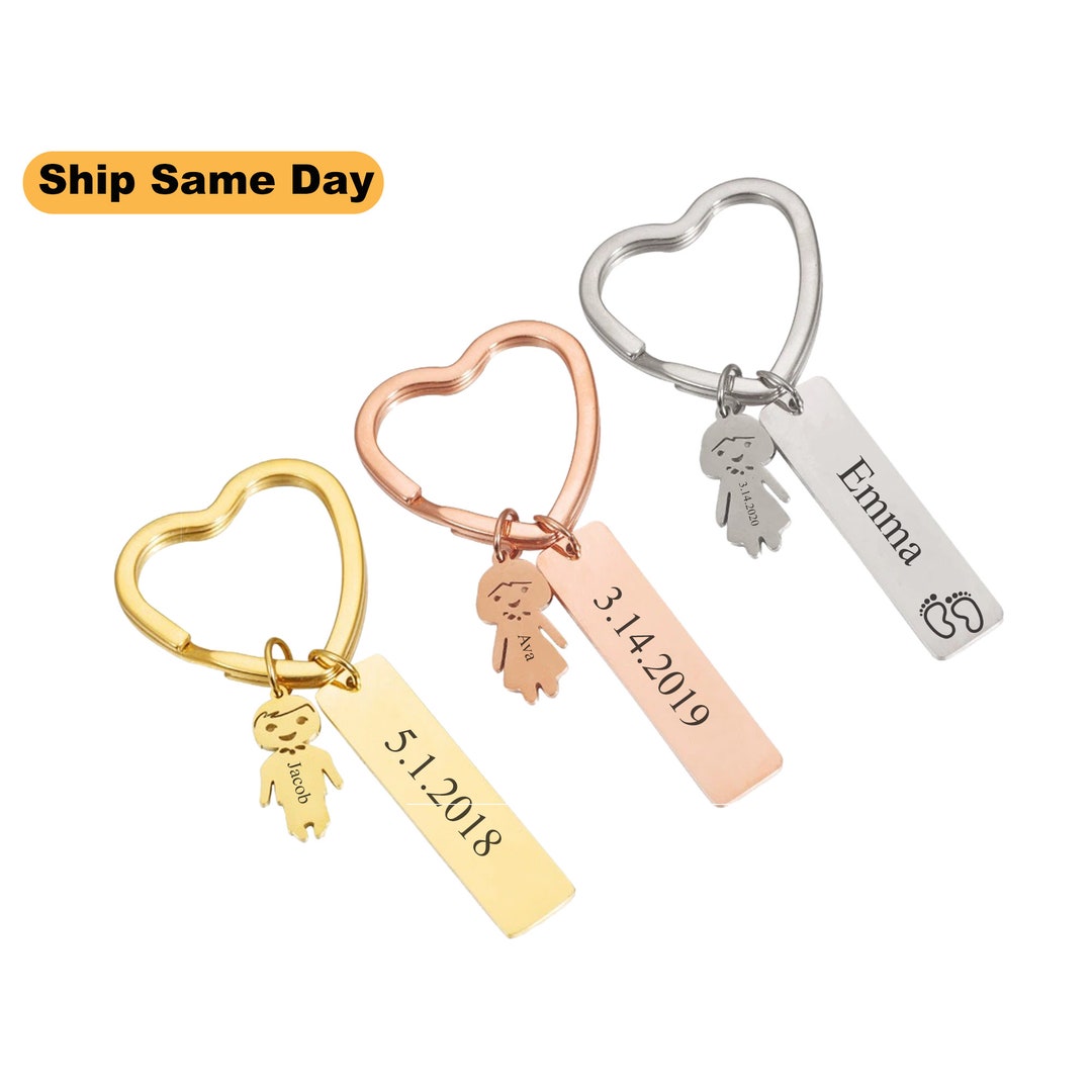 Engraved Heart Keyring With Custom Date and Coordinates Personalized
