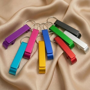 Custom Engraved Bottle Opener Keychain with Logo, Personalized Promotional Keyring