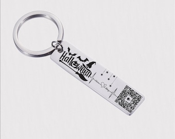 Personalized QR Code Keychain, Custom Engraved Names, Secret Message Gift, Unique Keepsake