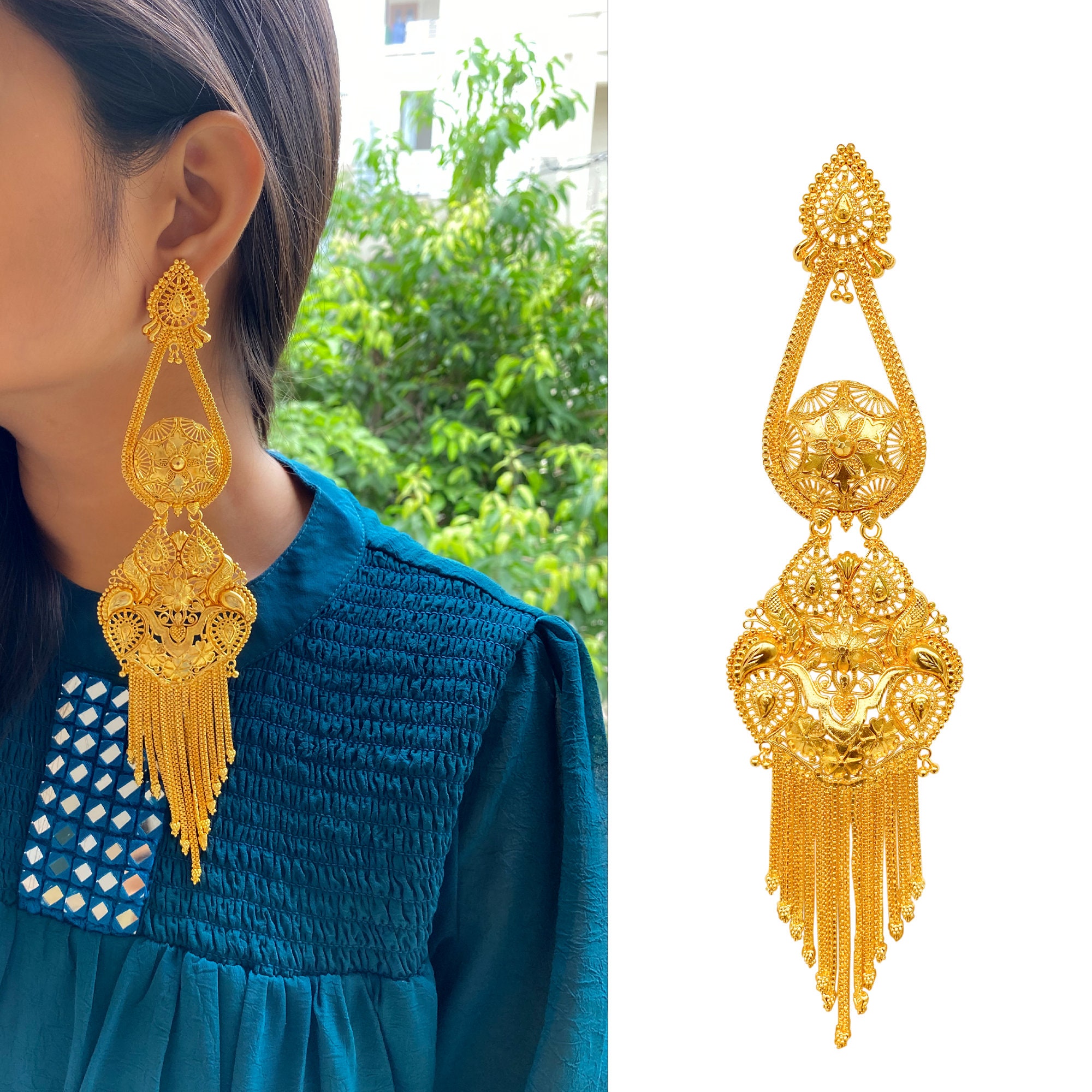 Patina Chandelier Earrings, bronze chandelier earring, large earring, –  Constant Baubling