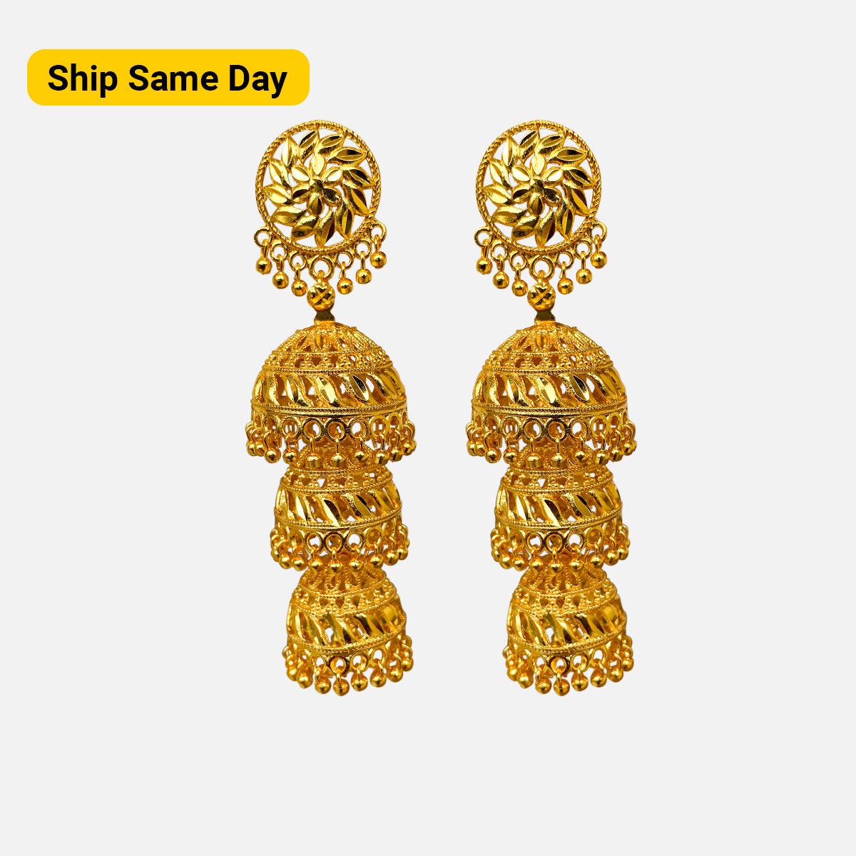 Gold Jhumka Earrings Etsy Australia