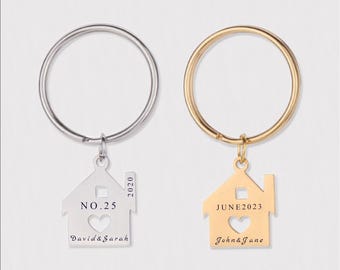 Personalized Housewarming Keychain, New Home Gift, Moving Gift, Custom Keyring Keepsake