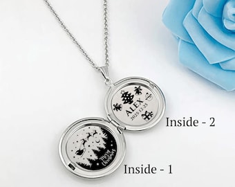 Personalized Photo Locket Necklace – Custom Engraved Stainless Steel Pendant