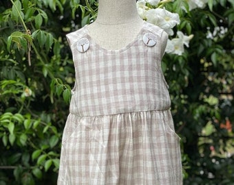 Beige Checked, Ruffles, Toddler, Baby Girl Dress, AU Size 3, 3-4 year old