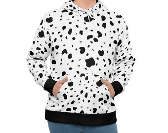 dalmatian print hoodie, dalmatian halloween costume for adults, dalmatian sweatshirt, dalmatian lover gift, dalmatian spots, dog lover gift