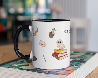 taza de café de mago, taza de café mágica, taza de la casa de la escuela de mago, regalos de mago, taza de cabeza de alfarero, regalo mágico, regalos de potterhead, taza de amante de los libros