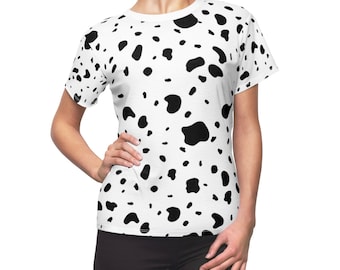 dalmatian print women's shirt, dalmatian halloween costume for adults, dalmatian mom shirt, dalmatian print top, dalmatian spots costume