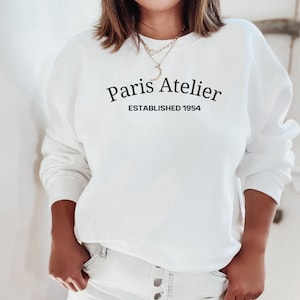 paris atelier crewneck, vogue style sweatshirt, paris crewneck, vogue paris shirt, eiffel tower, paris apparel for women, france crewneck