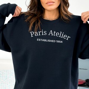 paris atelier crewneck, vogue style sweatshirt, paris crewneck, vogue paris shirt, eiffel tower, paris apparel for women, france crewneck