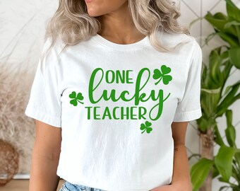 one lucky teacher tshirt for st patricks day, teacher st patricks day shirt, st pattys day, teacher shirt, lucky teacher tee, teacher gift