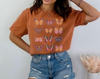 Boho Butterfly Shirt, Cottagecore t-shirt, butterfly aesthetic, butterfly lover gift, comfort colors t-shirt, gift for her, boho chic shirt