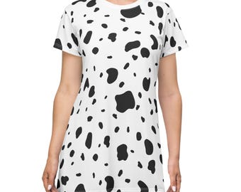 Dalmatian Print T-Shirt Dress: Adult Halloween Costume