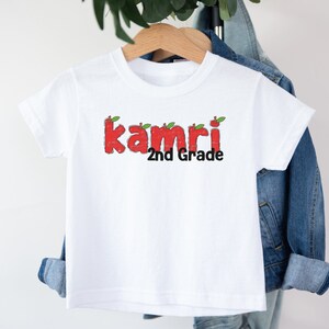 camisa con nombre, camisa con nombre para niños, camisa con nombre de regreso a la escuela para niños, camisa con nombre para niños, camisa con nombre personalizado, camisa con letras escolares para niños