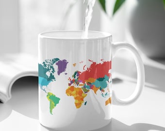 world map coffee mug, world traveler mug, world coffee mug, earth day mug, travel coffee mug, travel gift, country mug, adventure mug