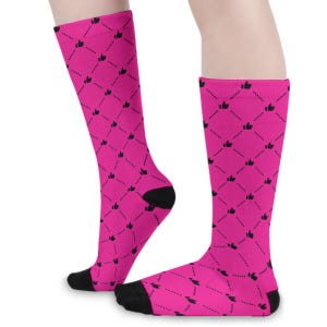 Tummen upp Argyle-tryck (Barbie Rosa) | Influencer Streetwear | Unisex långa strumpor