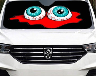 Bloody Eyes | Horror Halloween Monster Eyes | Windshield Sunshade | 137cm(53.9”)