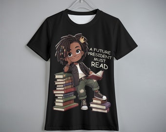 A Future President Must Read | Custom Name | Personalization (on back) | Super Reader (Boys) | All-Over Print Kid's T-Shirt