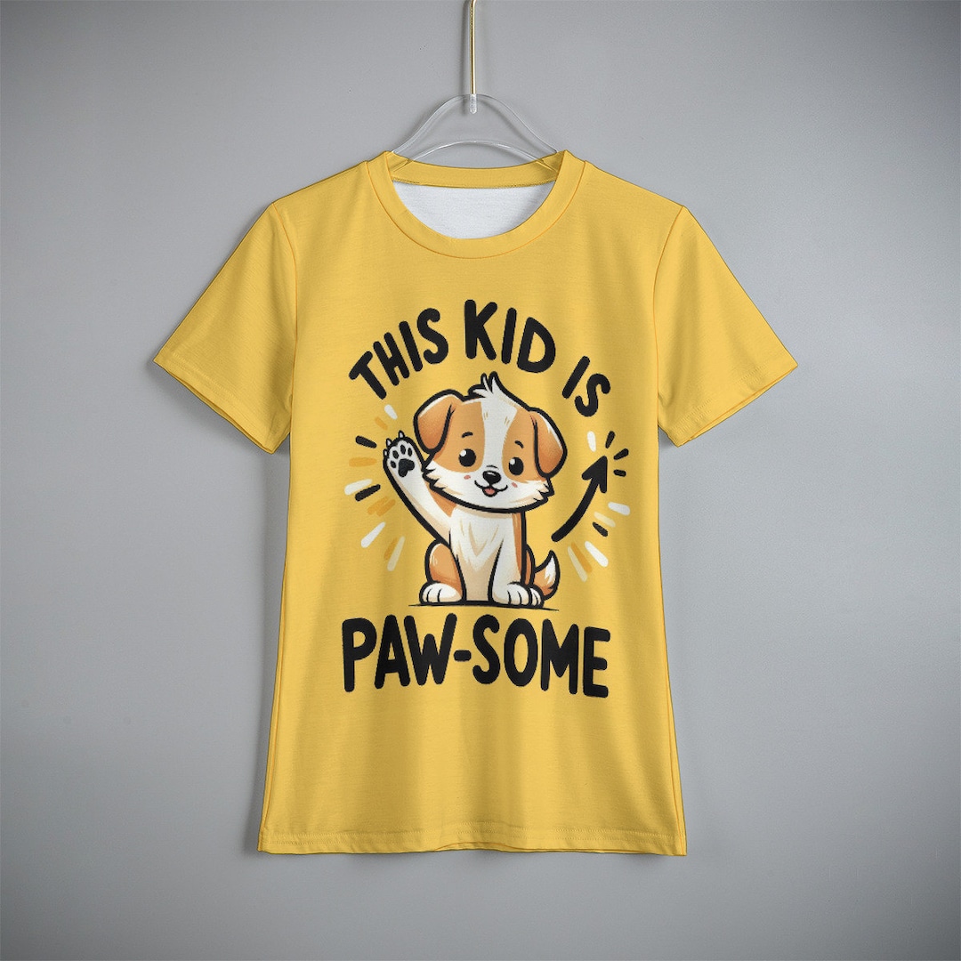 Paw-some Puppy Kids T-shirt | Cute All-over Print (yellow) - Etsy
