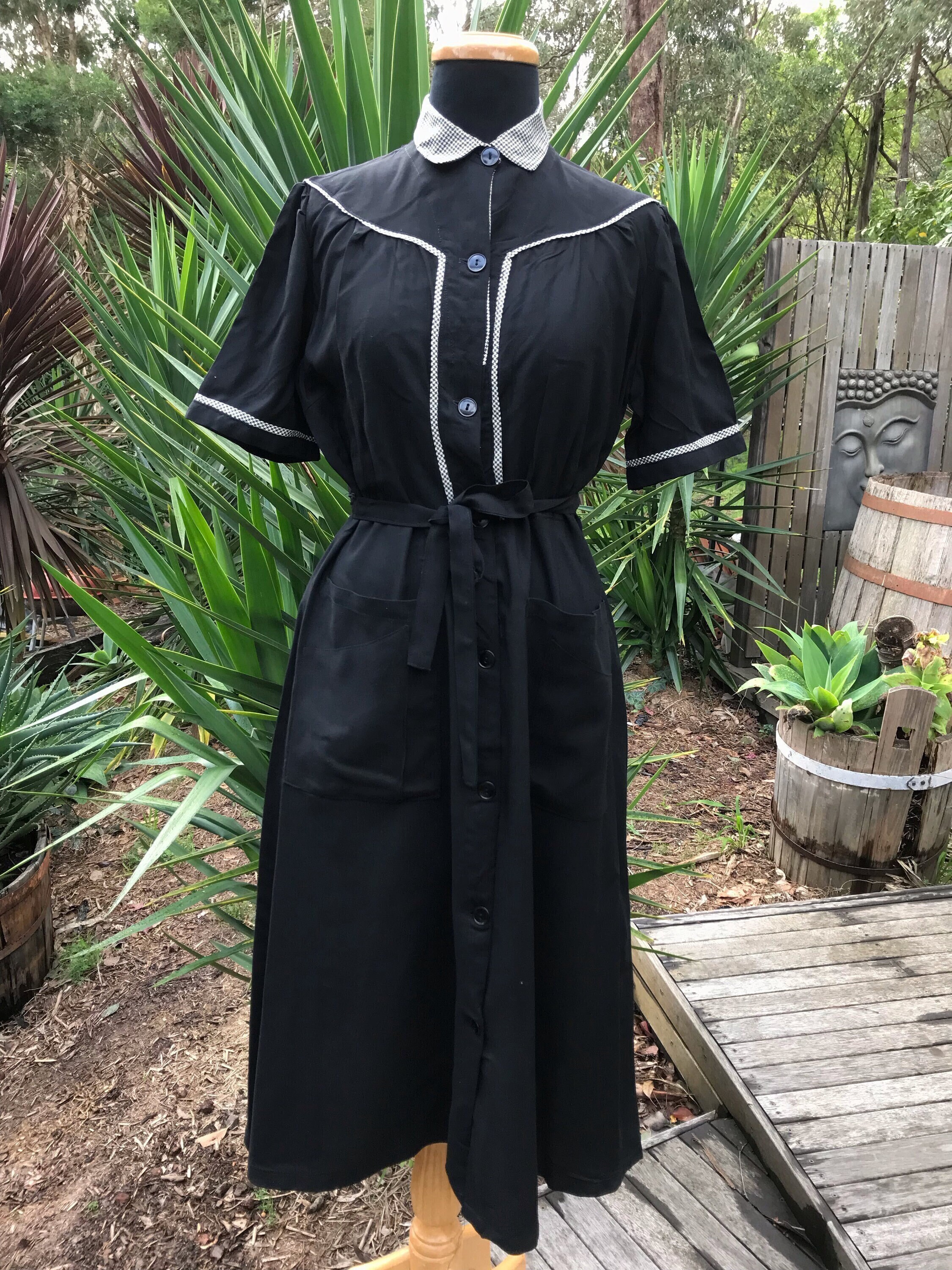 Late 1940s Black Cotton Dress - Etsy 