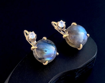 Boucles D'oreilles Dormeuses Anciennes En Or Rose 18k Avec Pierres Coussinées - Circa 1900