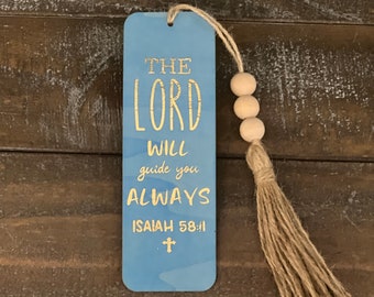 Lord Will Guide you Always ISAIAH 58:11 Bible Verse wooden Beaded Bookmarks Great gifts for booklovers readers stocking stuffer party favor