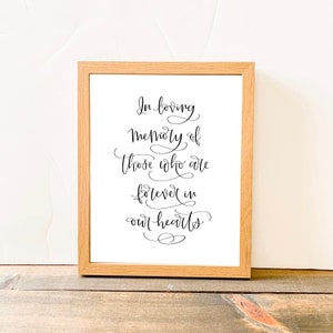 In loving memory print | Digital calligraphy print | Printable memorial sign | Wedding decor printable| Wedding sign | 8x10 Digital download