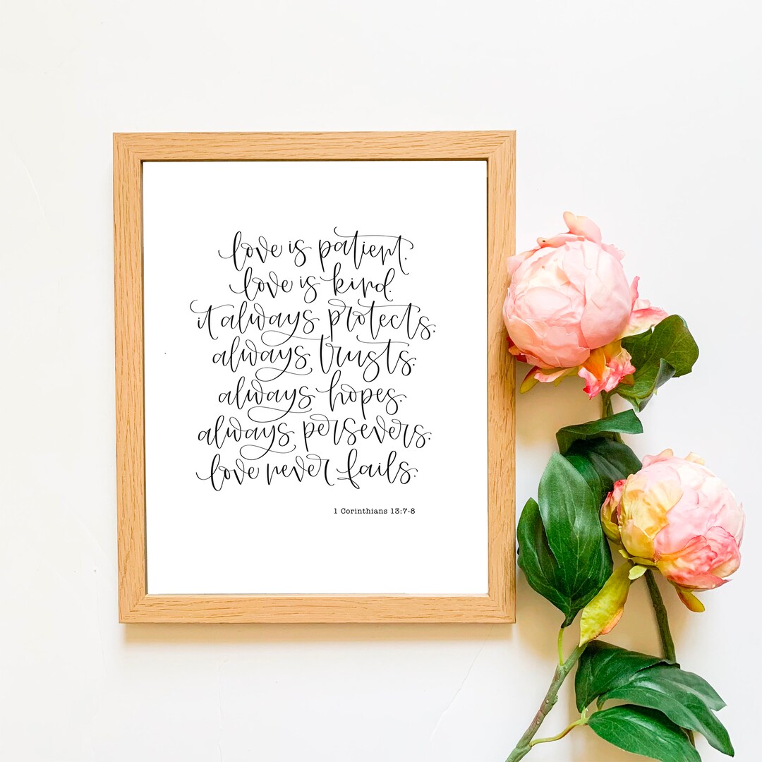 1 Corinthians 13 Printable Wall Art: Love is Patient (digital Download ...