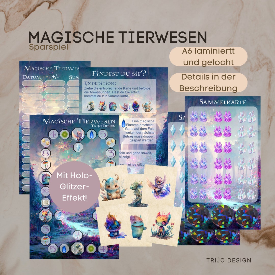 Magische Tierwesen Sparspiel A6 Etsy Österreich
