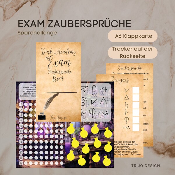 Exam Zaubersprüche Klappkarte A6