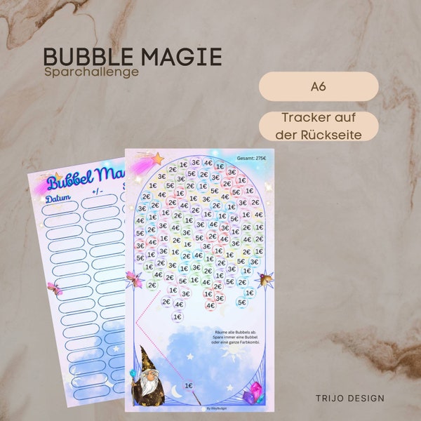 Bubble Magie Sparchallenge für Budgetbinder A6