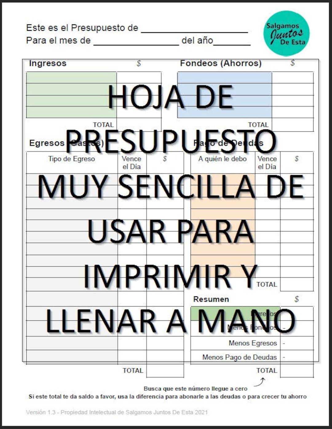 Hoja De Trabajo Sencilla Para El Presupuesto Familiar Hoja De Trabajo