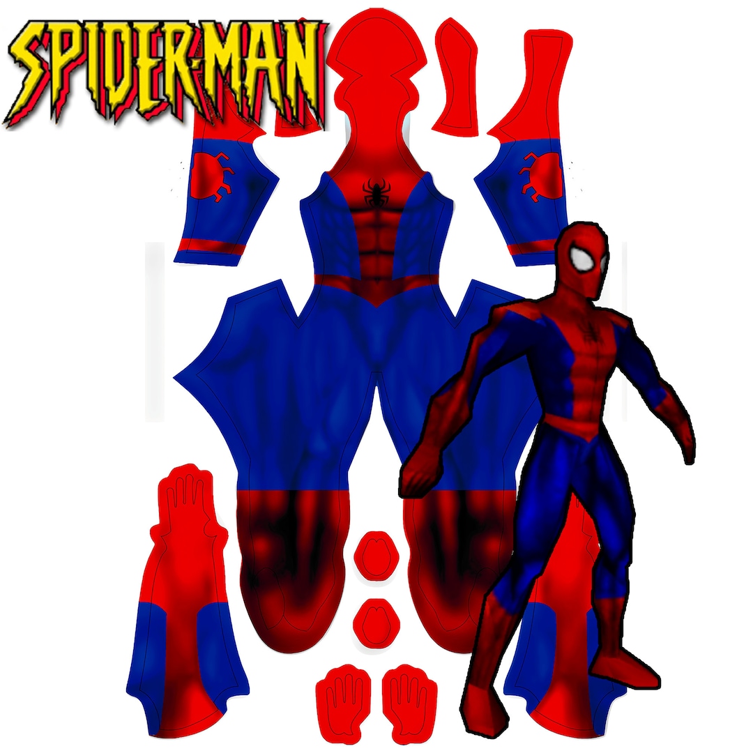 This mod adds the gloriously chunky PS1 Spider-Man outfits to new