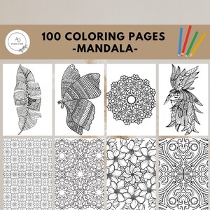 100 pagine da colorare Mandala meditativi / Colora il tuo mondo / Fogli stampabili / Download digitale istantaneo