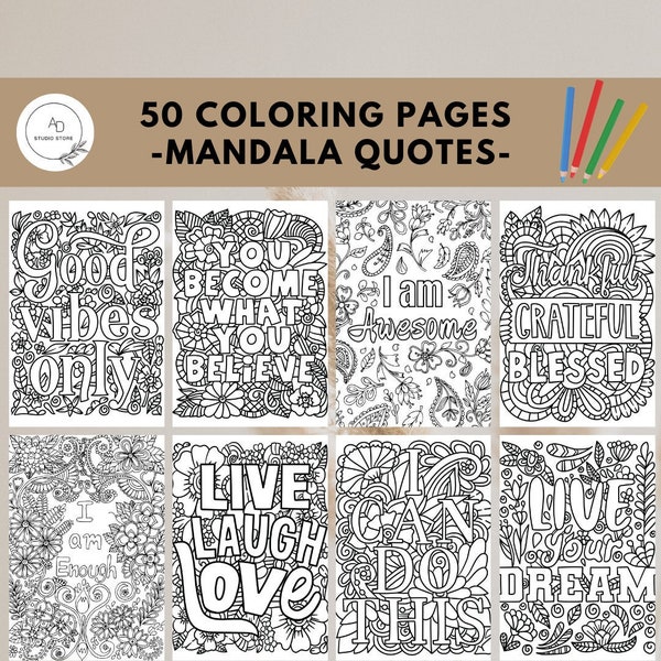 50 pages à colorier de mandalas méditatifs | Colorez votre monde | Feuilles imprimables | Téléchargement numérique instantané