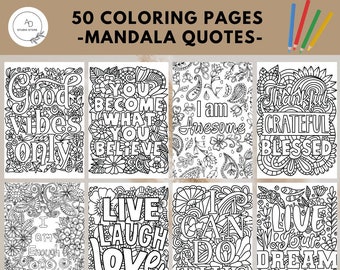 90 Motivational Quotes About Life Coloring Pages for Adults - Etsy