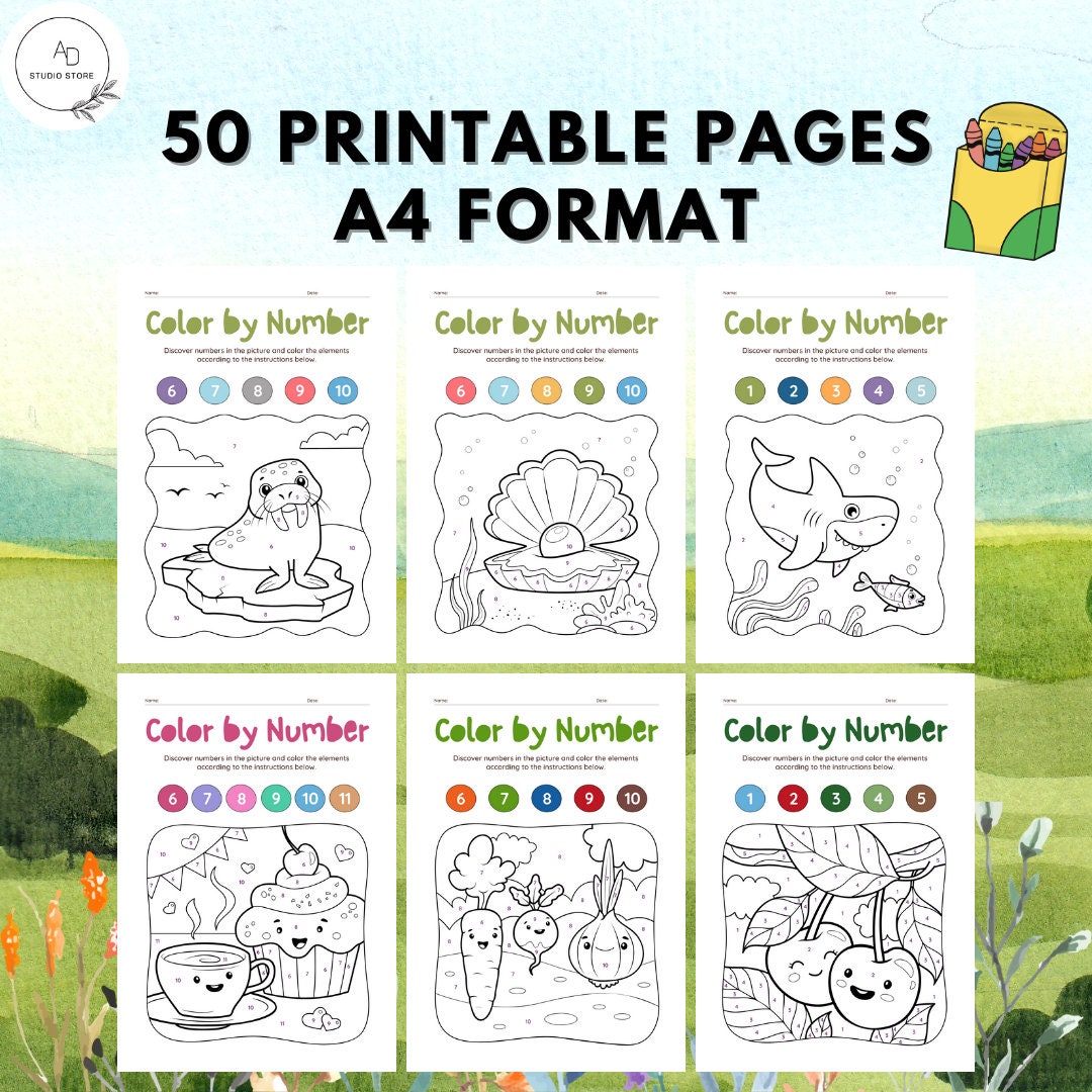 50 Printable Color by Numbers and Copy the Colors Worksheets for ...